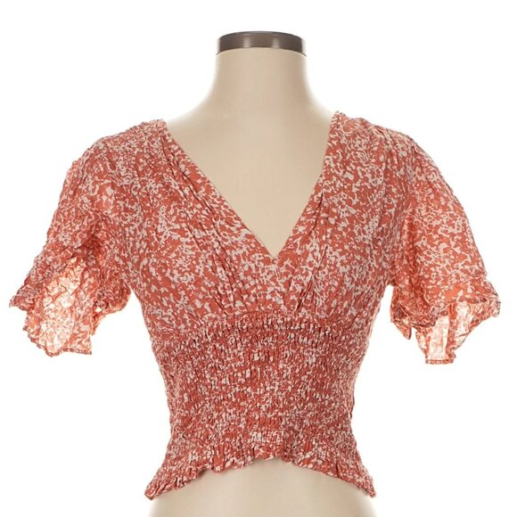 Abercrombie & Fitch Tops - ABERCROMBIE & FITCH Orange Cream Flutter Sleeve Sweetheart Babydoll